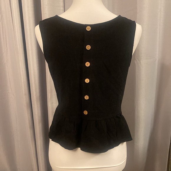 Anrabees black sleeveless top with flowy bottom tier size large button up back - Picture 2 of 6